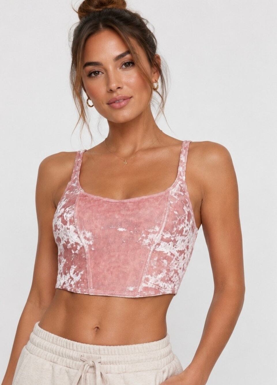 Victoria's Secret PINK Velvety Lightly Lined Corset Bra Top French Rose Large